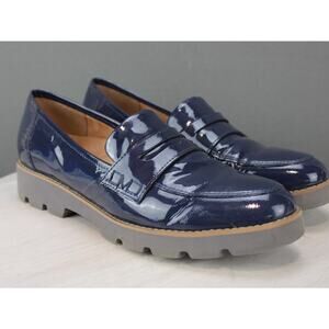 Vionic Cheryl II Loafers Womens 10 Navy Blue Leather Orthotic Comfort Flats